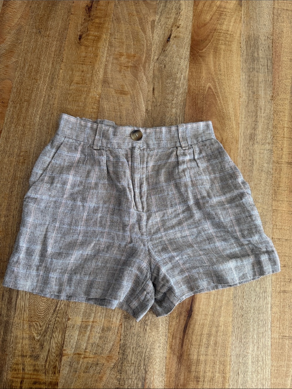 Maje High-Waist Plaid Shorts - Beige Gray